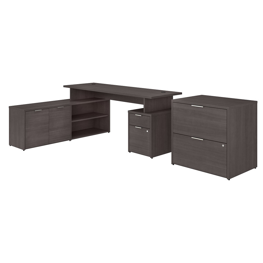 BUSH INDUSTRIES INC. Bush Business Furniture JTN010SGSU  72inW Jamestown L-Shaped Corner Desk With Drawers And Lateral File Cabinet, Storm Gray, Standard Delivery