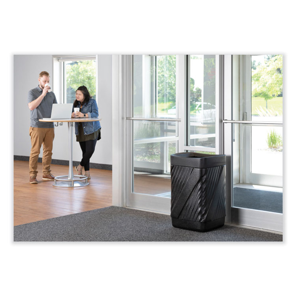 SAFCO PRODUCTS 9372BL Twist Waste Receptacle with Open Top, 32 gal, Steel, Black