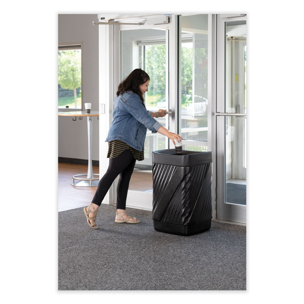 SAFCO PRODUCTS 9372BL Twist Waste Receptacle with Open Top, 32 gal, Steel, Black