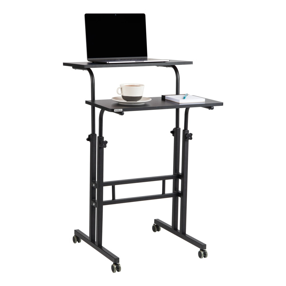 EMS MIND READER LLC SDROLLXL-BLK Mind Reader Mobile 19.5inW Height Adjustable Mobile Sit/Stand Desk, Black
