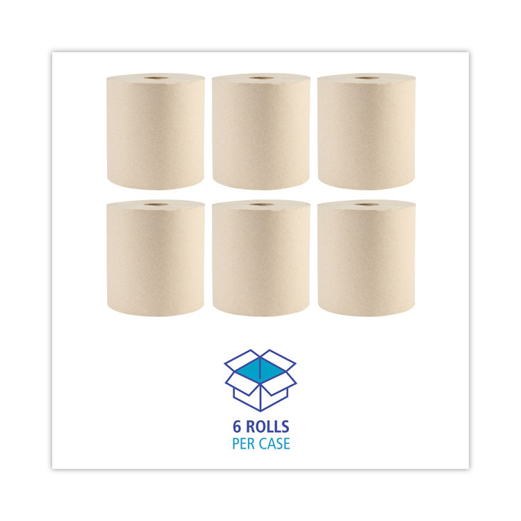 BOARDWALK 32GREEN Boardwalk Green Xtra Roll Towels, 1-Ply, 8" x 800 ft, Natural, 6 Rolls/Carton