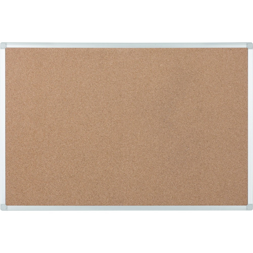 BI-SILQUE VISUAL COMM.PROD. CA02409214 Bi silque Ayda Cork Bulletin Board, 24in x 18in, Aluminum Frame With Silver Finish