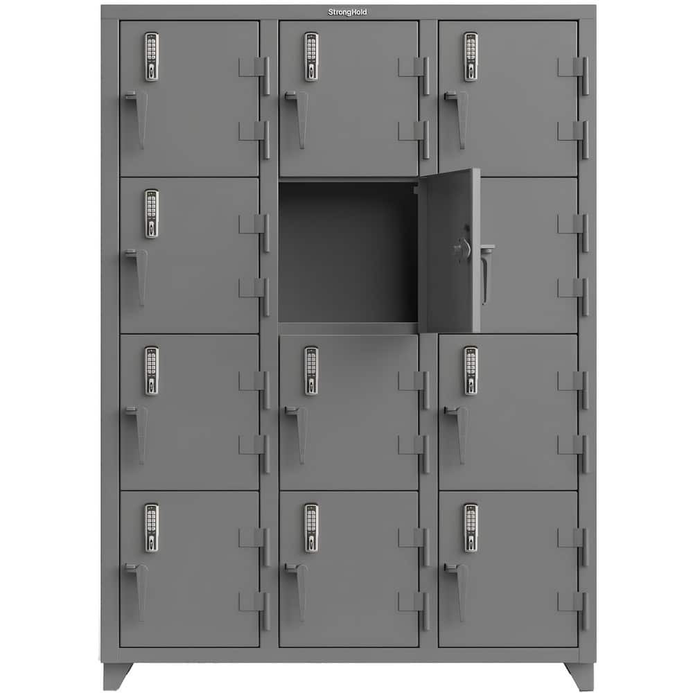 Strong Hold 4.66-12D-18-4T- 3-Wide Locker: 54" Wide, 75" High, Electronic Lock