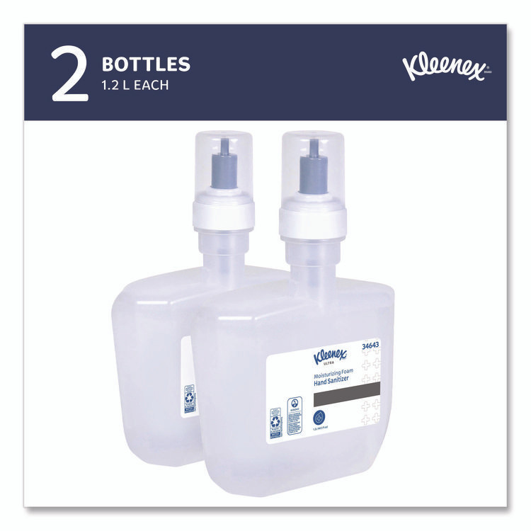 KIMBERLY-CLARK PROFESSIONAL Kleenex® 34643 Ultra Moisturizing Foam Hand Sanitizer, 1,200 mL Cassette, Unscented, 2/Carton