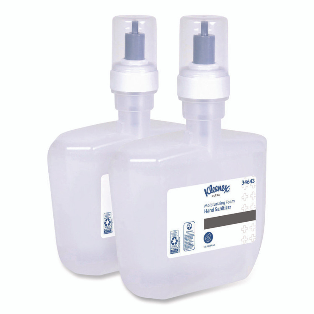 KIMBERLY-CLARK PROFESSIONAL Kleenex® 34643 Ultra Moisturizing Foam Hand Sanitizer, 1,200 mL Cassette, Unscented, 2/Carton