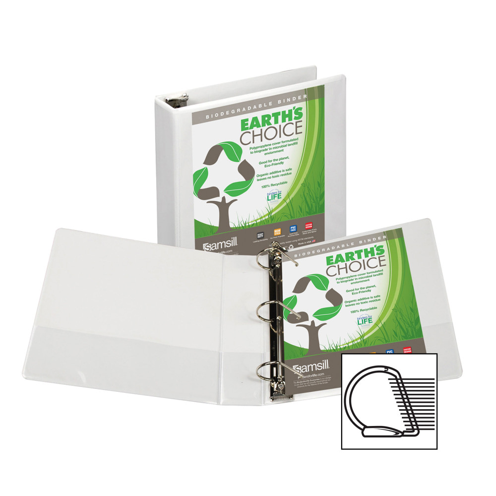 SAMSILL CORP 16967 Samsill Earths Choice Vue 3-Ring Binder, 2in D-Rings, White