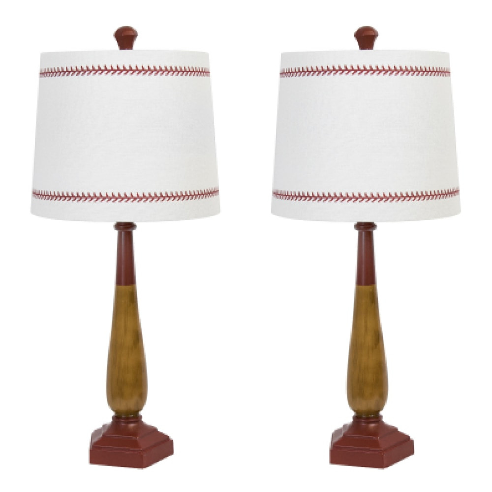 GRANDVIEW GALLERY LLC TL25-BASEBALL-RBW WLW2 LumiSource Baseball Contemporary Table Lamp, 25-1/2in, White/Red