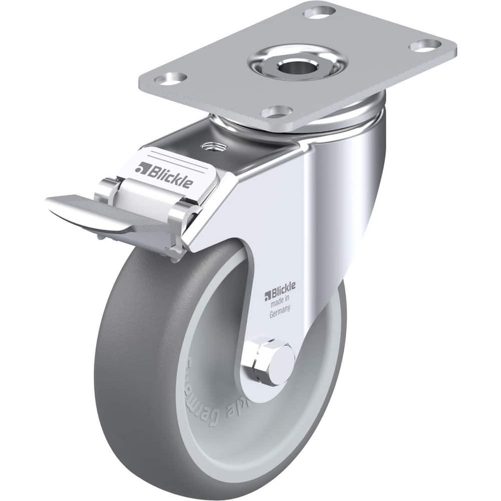 Blickle 910425 Top Plate Casters; Mount Type: Plate ; Number of Wheels: 1.000 ; Wheel Diameter (Inch): 4 ; Wheel Material: Rubber ; Wheel Width (Inch): 1-1/4 ; Wheel Color: Gray