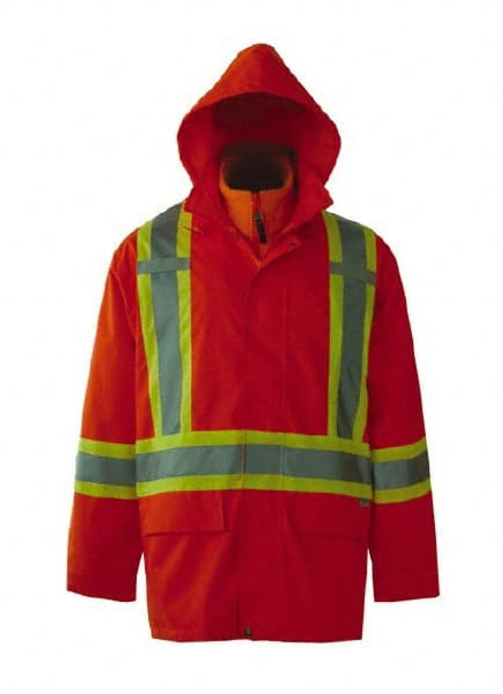 Viking 6400JO-XXL Rain Jacket: Size 2X-Large, High-Visibility Orange, Polyester