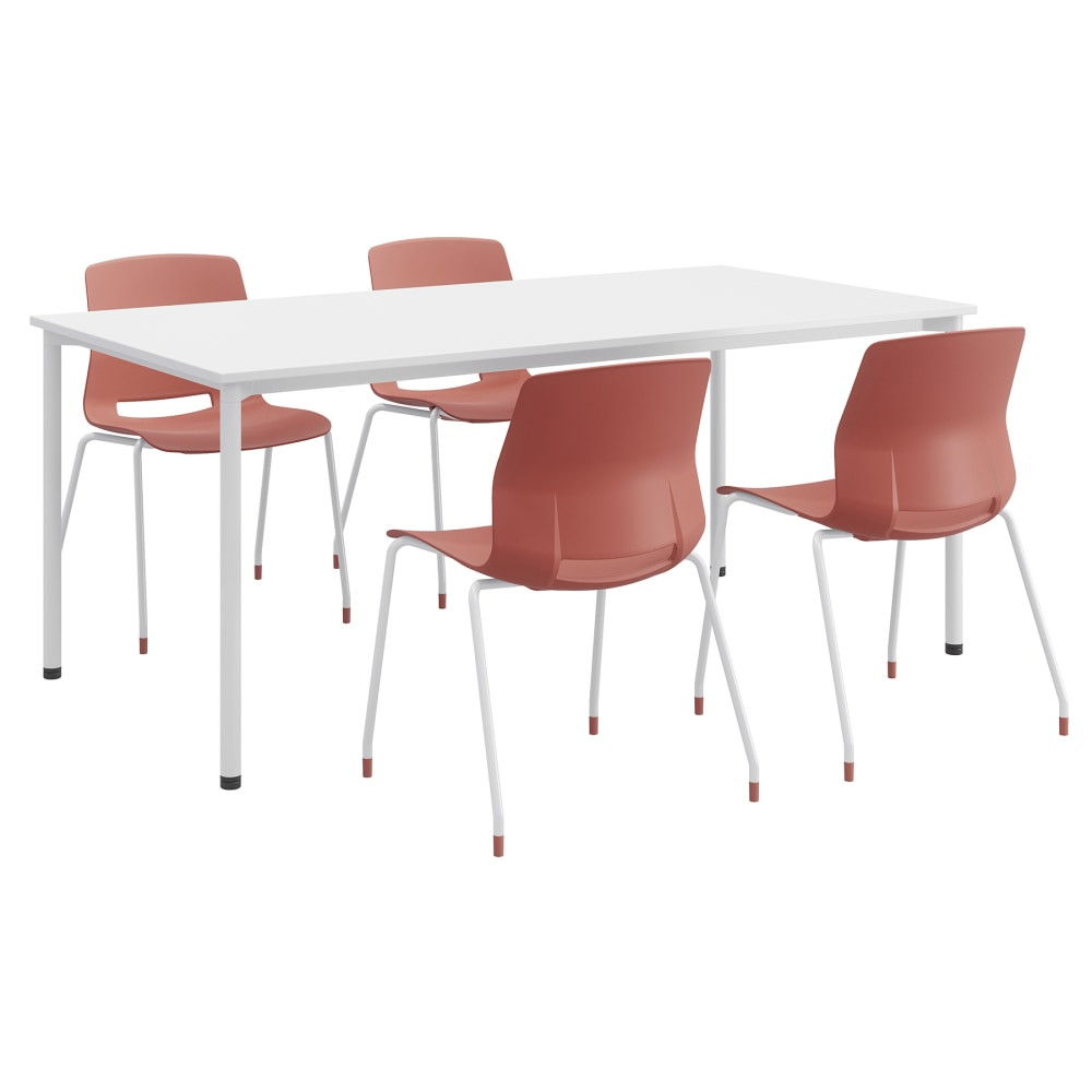 KENTUCKIANA FOAM INC 840031924049 KFI Studios Dailey Table Set With 4 Sled Chairs, White Table/Coral Chairs