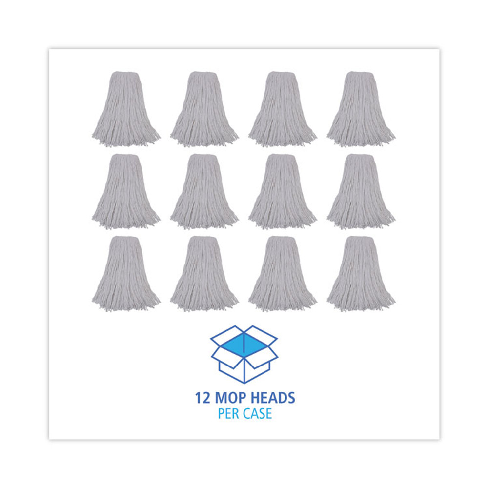 BOARDWALK 232R Mop Head, Premium Standard Head, Rayon Fiber, 32 oz, White, 12/Carton