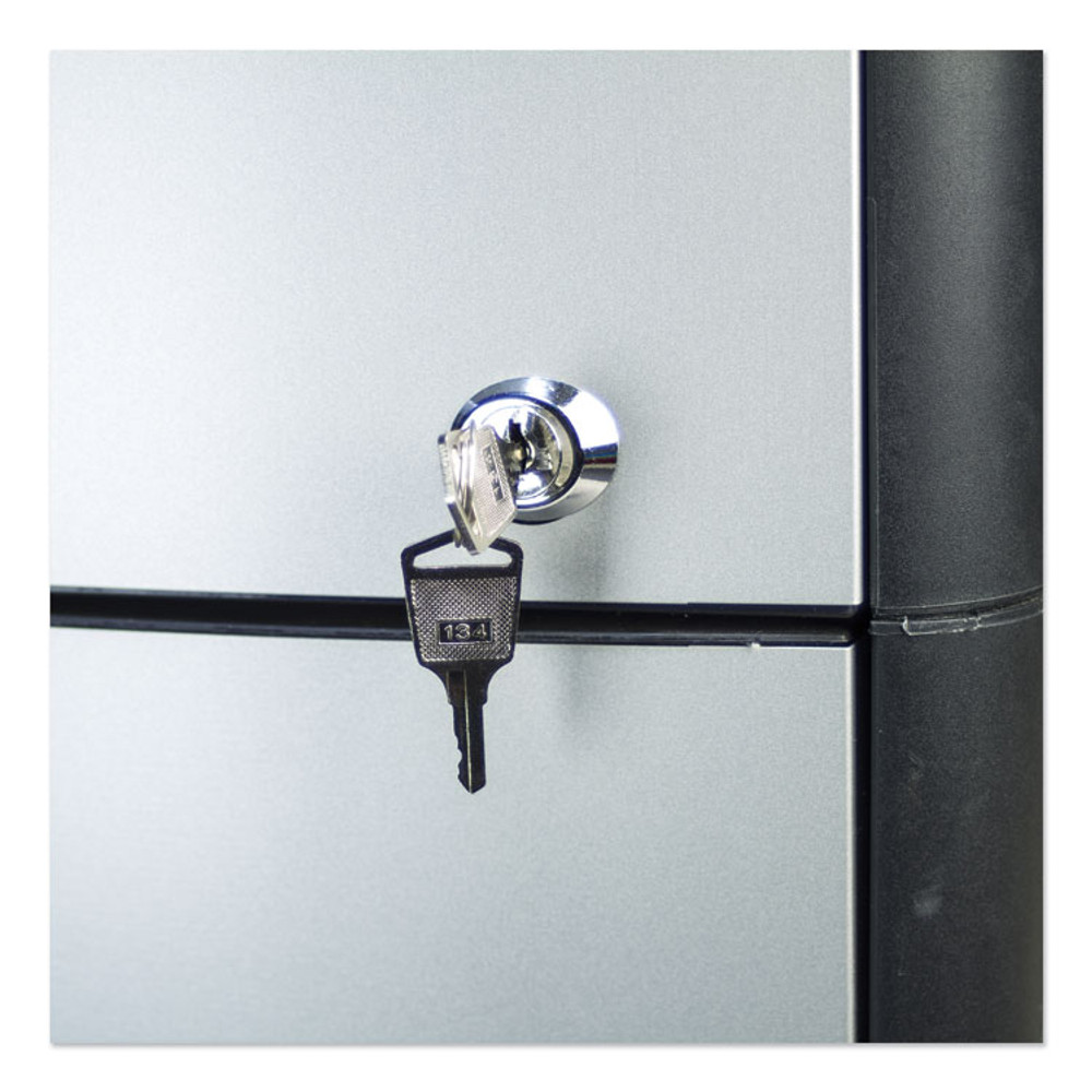 STOREX 61351U01C Mobile Filing Cabinet with Metal Siding, 2 Letter-Size File Drawers, Silver/Black, 19" x 15" x 23"