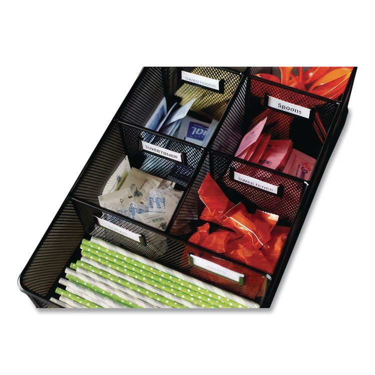 SAFCO PRODUCTS 3291BL Onyx Breakroom Organizers, 7 Compartments, 16 x 8.5 x 5.25, Steel Mesh, Black