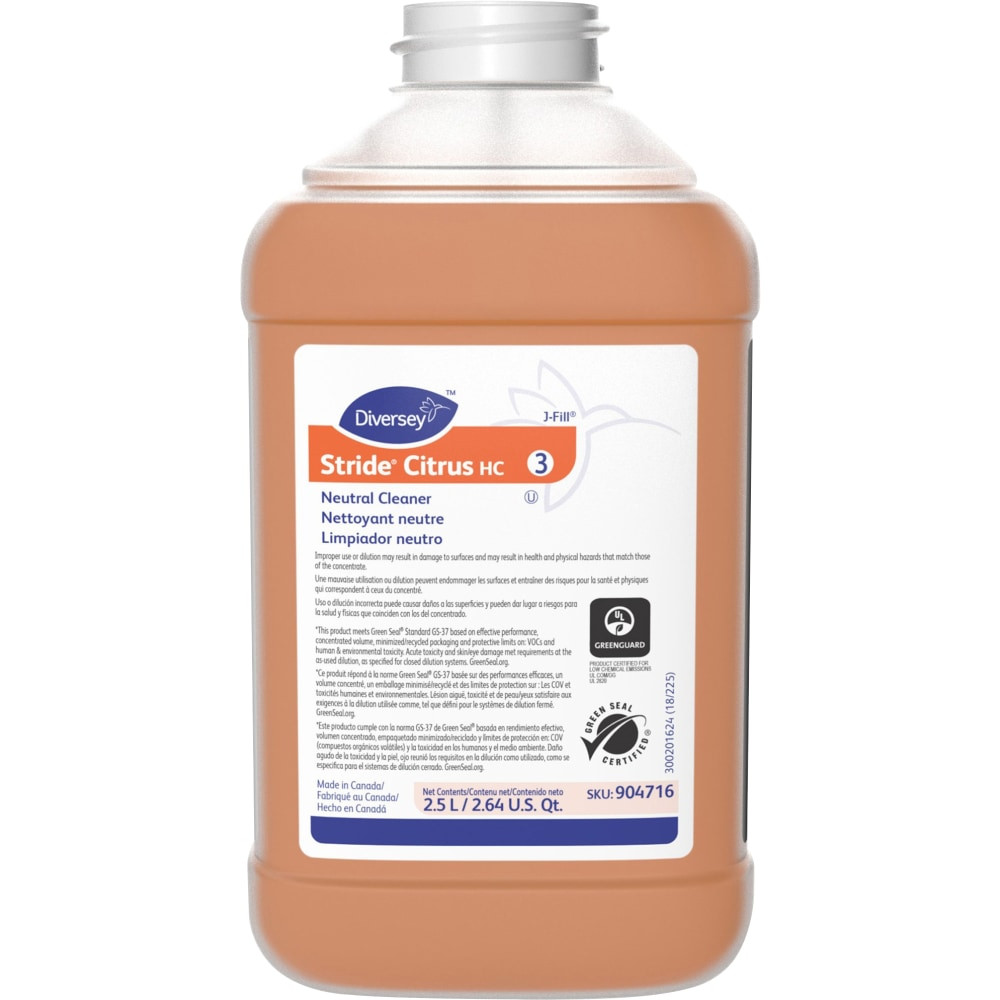 DIVERSEY 904716  Stride Citrus HC Neutral Cleaner, Citrus Scent, 2.5L, J-fill, 2/CT