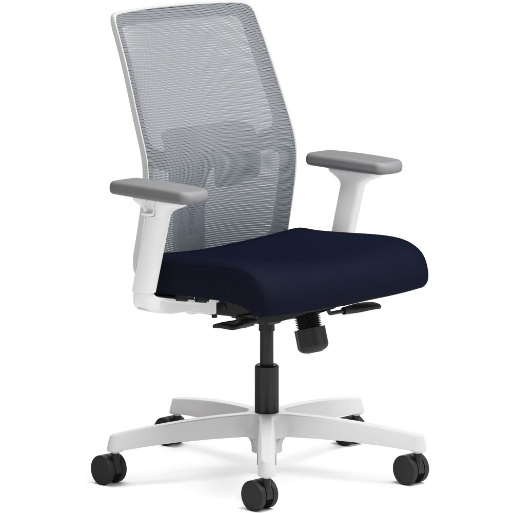 HNI CORPORATION HON I2L1FLC98DW  Ignition Low-back Task Chair - Navy Fabric Seat - Fog Mesh Back - Designer White Frame - Low Back - Armrest - 1 Each