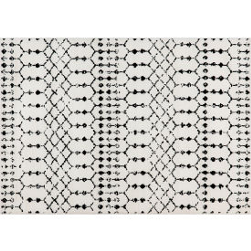 Global Industrial Flash Furniture Geometric Bohemian Low Pile Rug 5' x 7' Ivory/Black p/n RC-CR19-1330-57-WH-GG