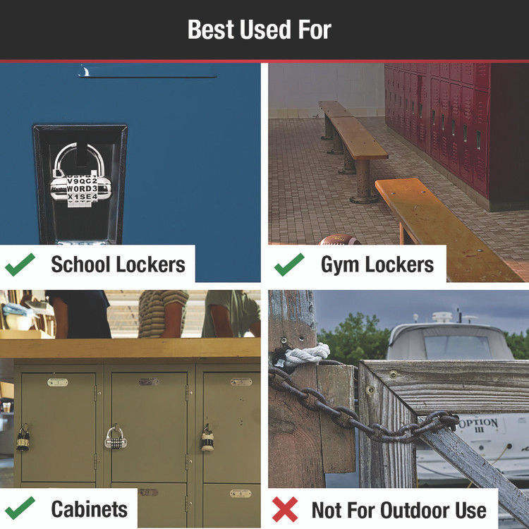 MASTER LOCK COMPANY 1534D Password Plus Combination Lock, Hardened Steel Shackle, 2.5" Wide, Chrome/Assorted