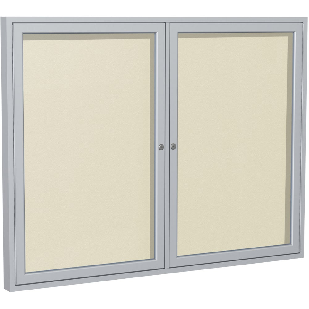 GHENT MANUFACTURING INC. Ghent PA23648VX-185  2-Door Satin Aluminum Frame Enclosed Vinyl Bulletin Board, 36in x 48in, Ivory