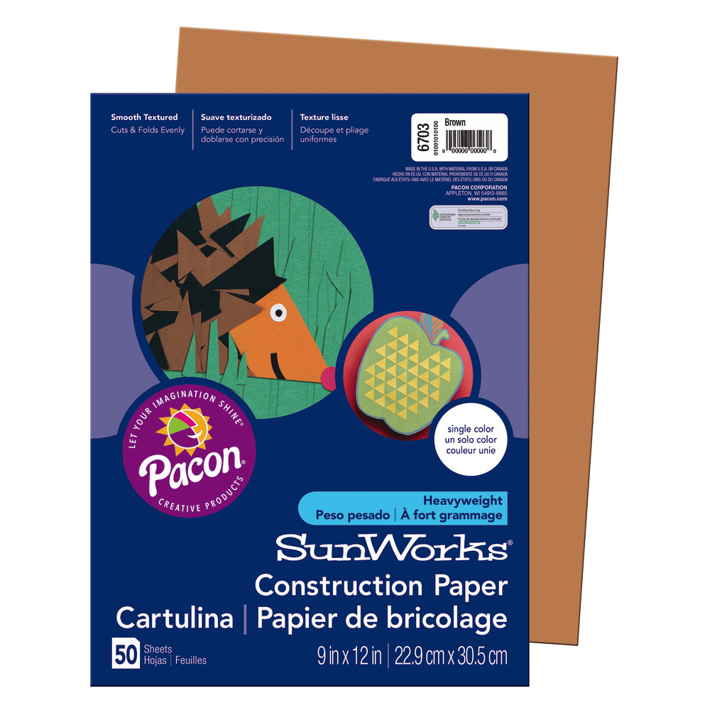 PACON CORPORATION 6703 Prang Construction Paper, 9in x 12in, Brown, Pack Of 50