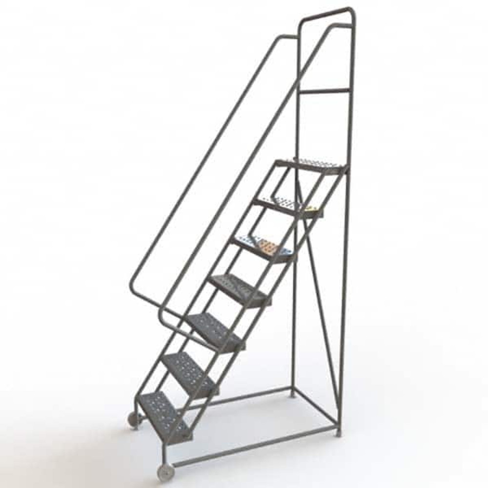 TRI-ARC KDTF107246 Steel Tilt & Roll Rolling Ladder: 7 Step