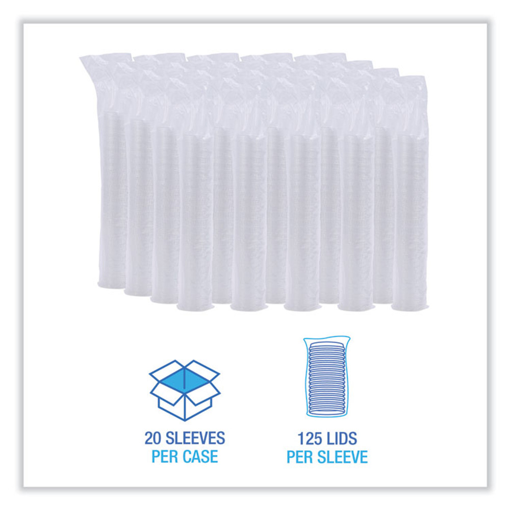BOARDWALK PRTLID2 Souffle/Portion Cup Lids, Fits 1.5 oz and 2 oz Portion Cups, Plastic, Clear, 2,500/Carton