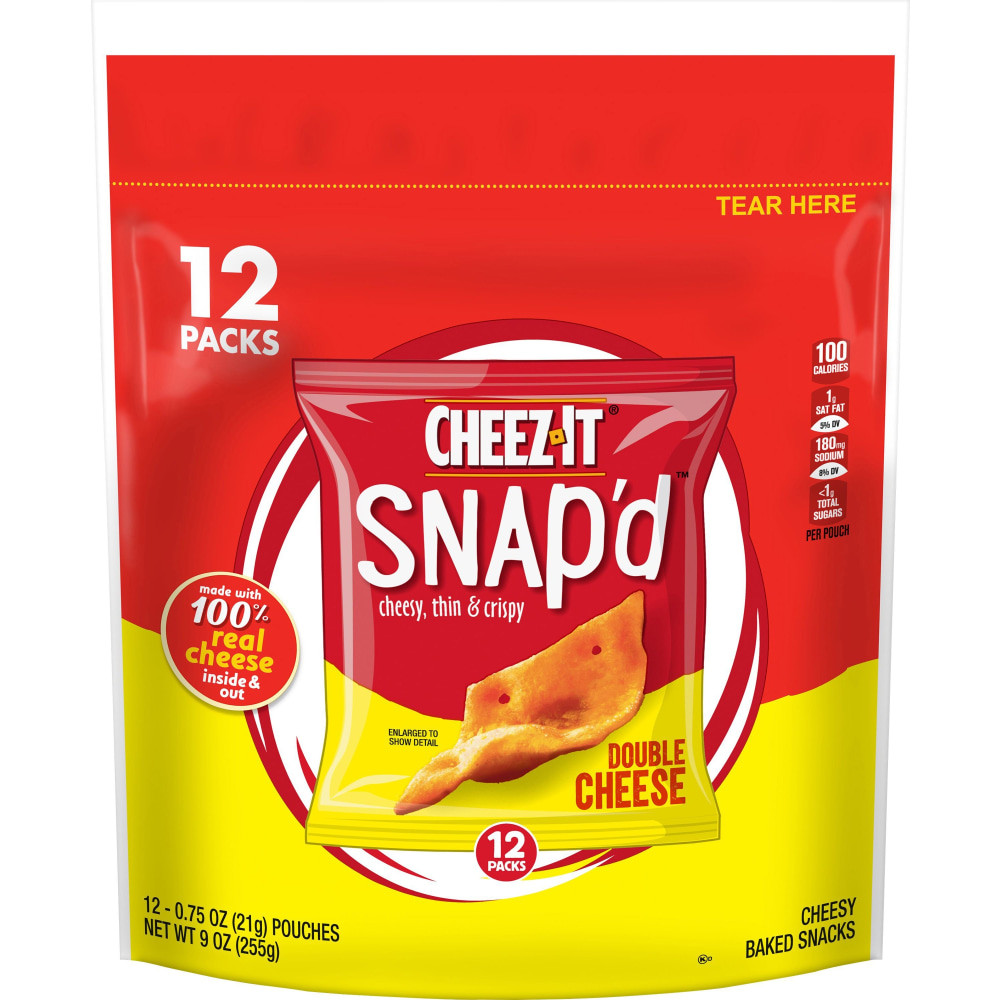 KELLOGGs 11924 Cheez-It Snap-d Double Cheese Crackers - Cheese - 0.75 oz - 12 / Box