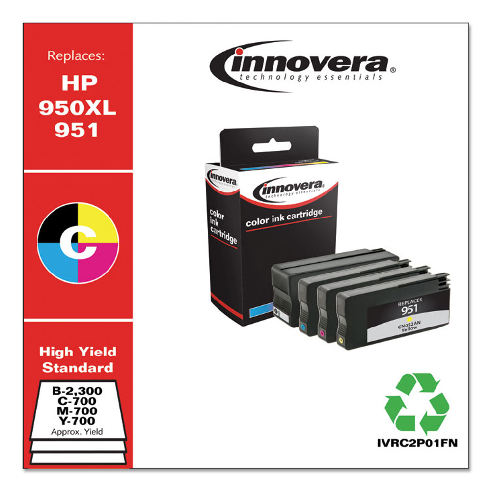 INNOVERA C2P01FN Remanufactured Black/Cyan/Magenta/Yellow High-Yield Ink, Replacement for 950XL/951 (C2P01FN), 300/700 Page-Yield