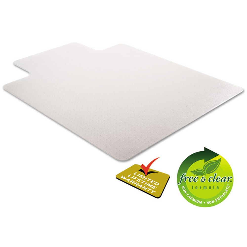 DEFLECTO CORPORATION CM13433F DuraMat Moderate Use Chair Mat for Low Pile Carpeted Floors, Rectangular with Lip, Beveled Edges, 46 x 60, Clear, Ships Flat