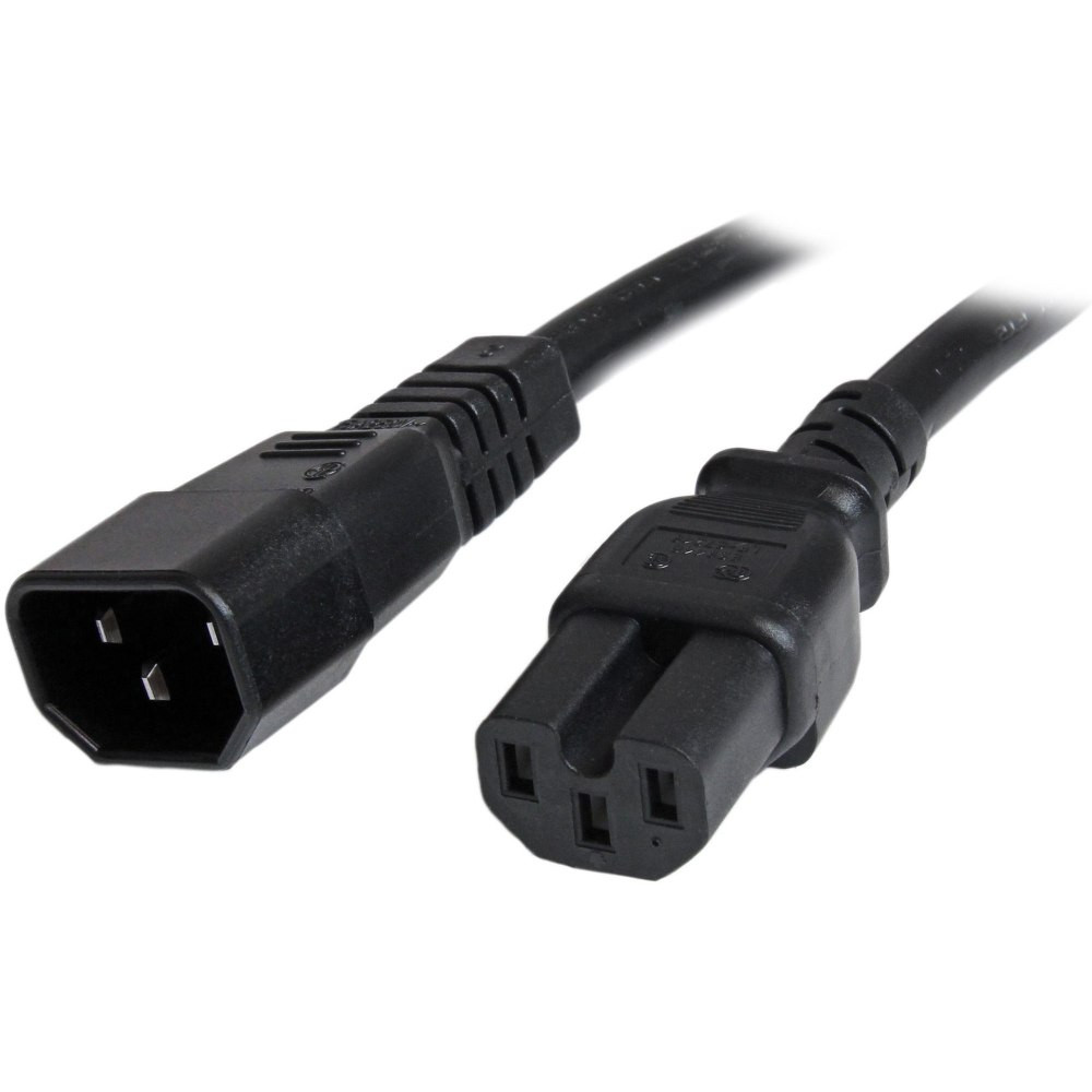 STARTECH.COM PXTC14C153  3ft (1m) Heavy Duty Extension Cord, IEC C14 to IEC C15 Black Extension Cord, 15A 125V, 14AWG, Heavy Gauge Power Cable