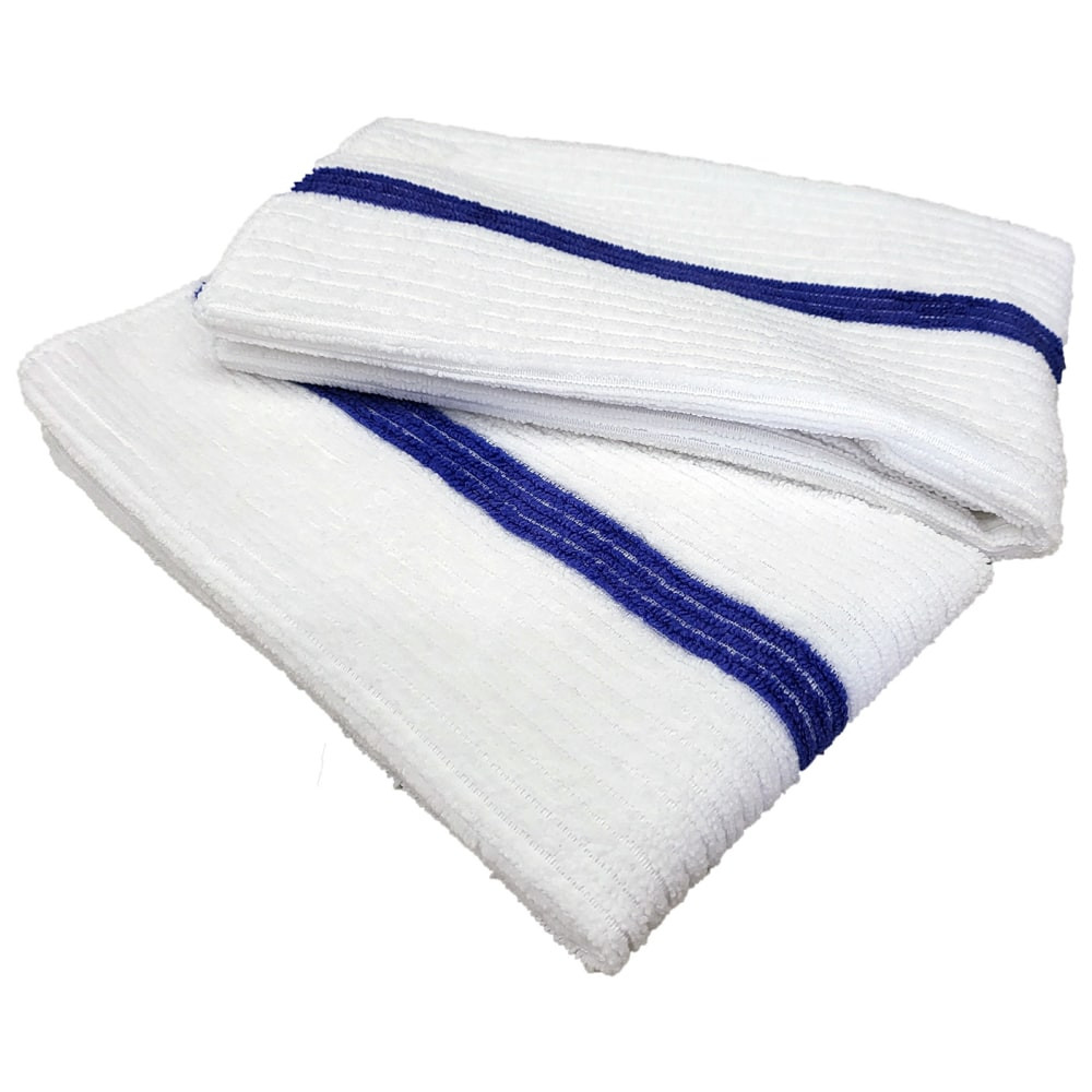 R&R TEXTILE MILLS INC 73060-180 Pro-Clean Basics Microfiber Bar Mop Towels, 15in x 18in, White/Blue, Pack Of 180 Towels