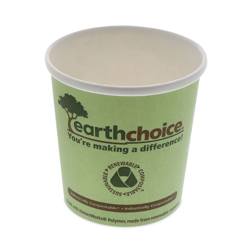 PACTIV EVERGREEN CORPORATION PHSC16ECDI EarthChoice Compostable Soup Cup Large, 16 oz, 3.63" Diameter x 3.88" h, Green, Paper, 500/Carton
