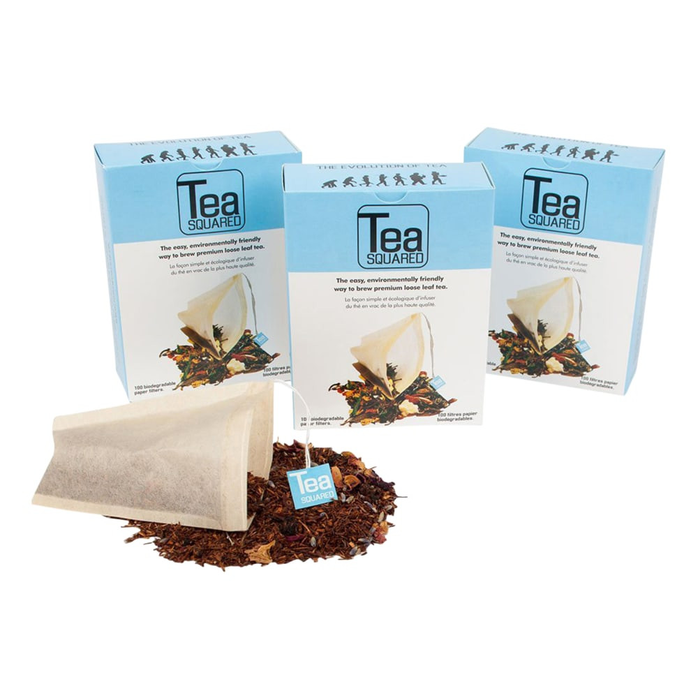 TEA SQUARED 140-CS  Paper Tea Bag Filters, Natural, 100 Filters Per Box, Pack Of 12 Boxes
