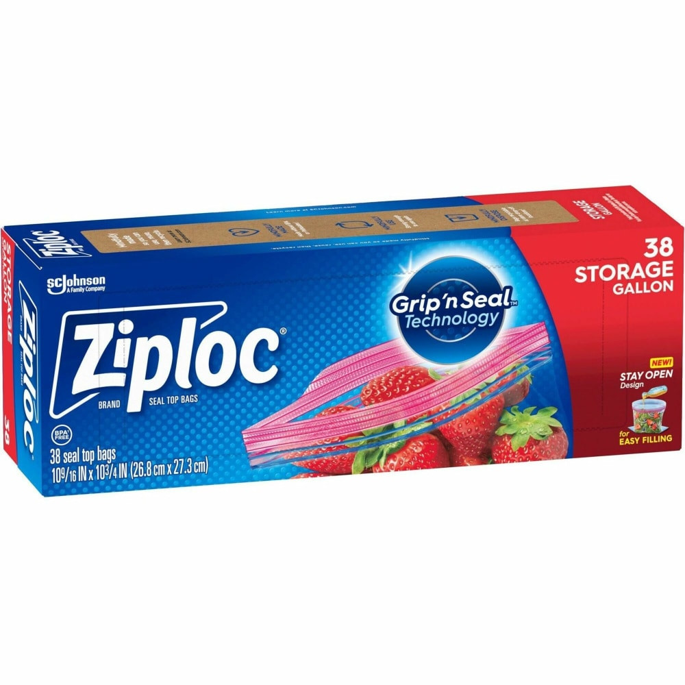 S.C. JOHNSON & SON, INC. 351154CT Ziploc Stand-Up Storage Bags - Blue - Kitchen - 38/Box - 9 / Carton
