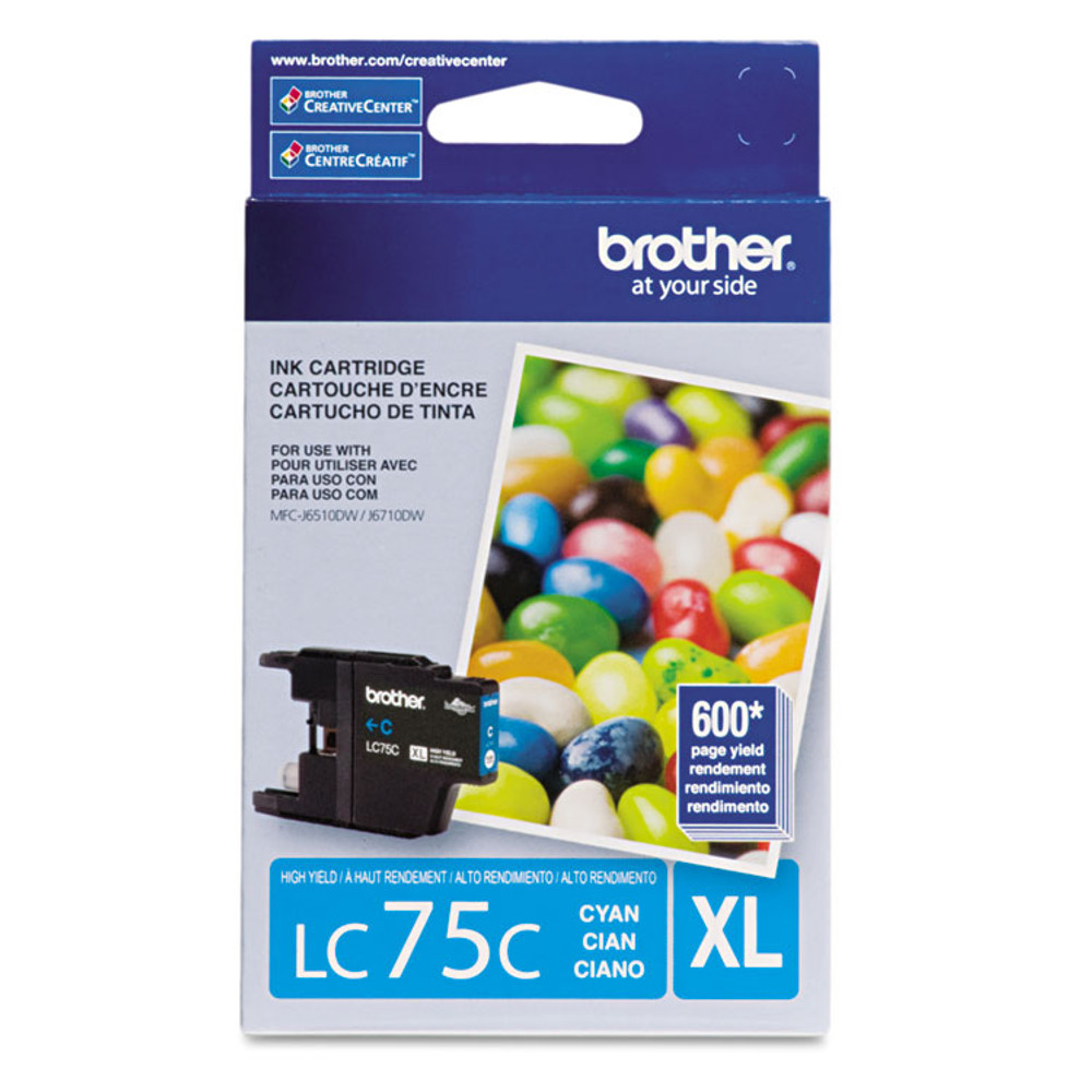 BROTHER INTL. CORP. LC75C LC75C Innobella High-Yield Ink, 600 Page-Yield, Cyan