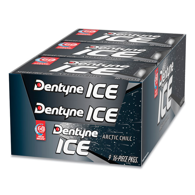 MONDELEZ INTERNATIONAL Dentyne Ice® AMC31240 Sugarless Gum, Arctic Chill, 16 Pieces/Pack, 9 Packs/Box