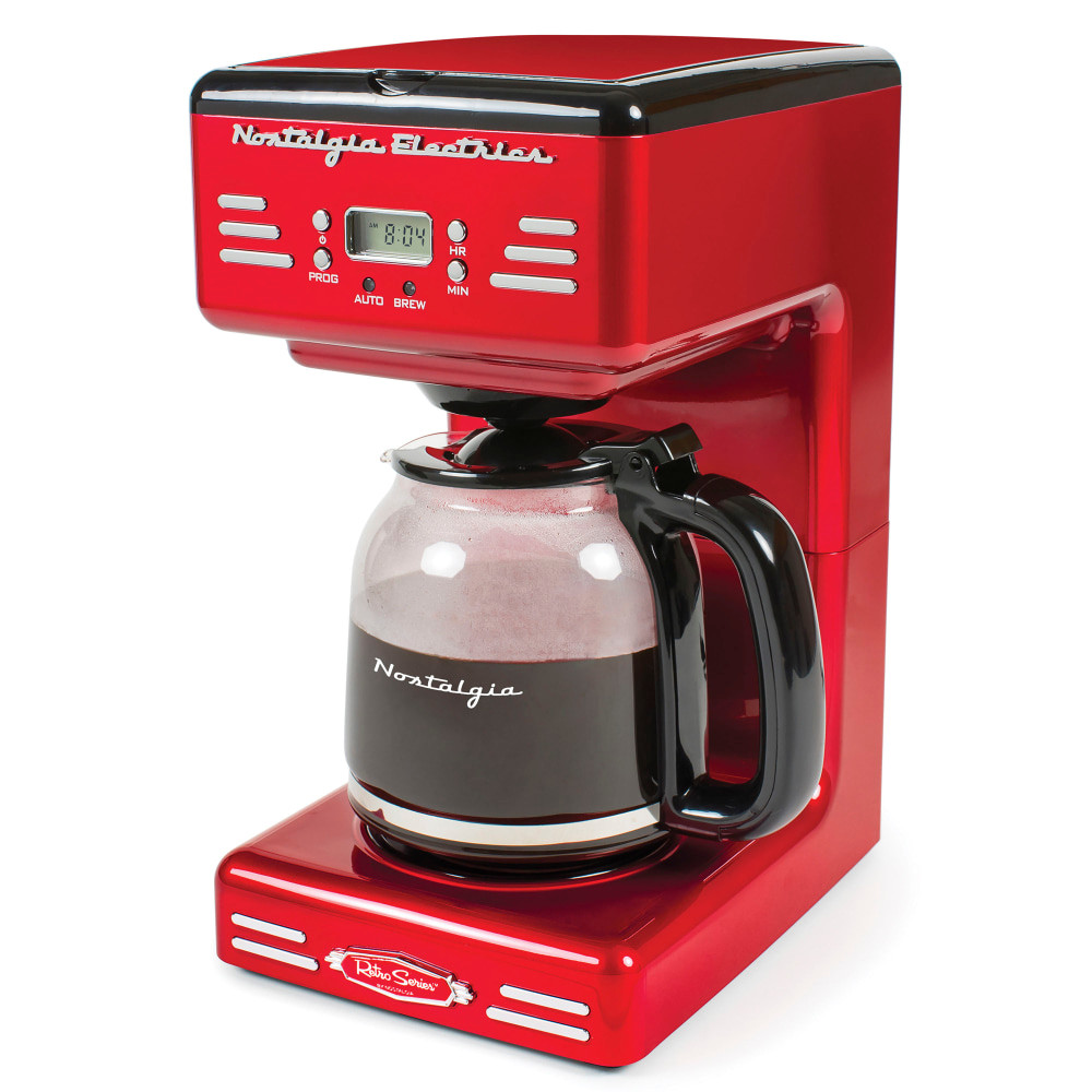 NOSTALGIA PRODUCTS GROUP LLC Nostalgia Electrics RCOF12RR Nostalgia RCOF12 Retro 12-Cup Programmable Coffee Maker, Red