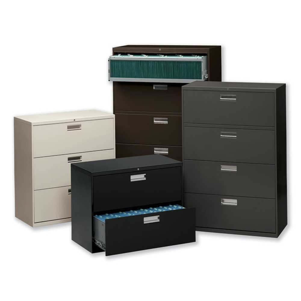 HON COMPANY 685LL Brigade 600 Series Lateral File, 4 Legal/Letter-Size File Drawers, 1 Roll-Out File Shelf, Putty, 36" x 18" x 64.25"