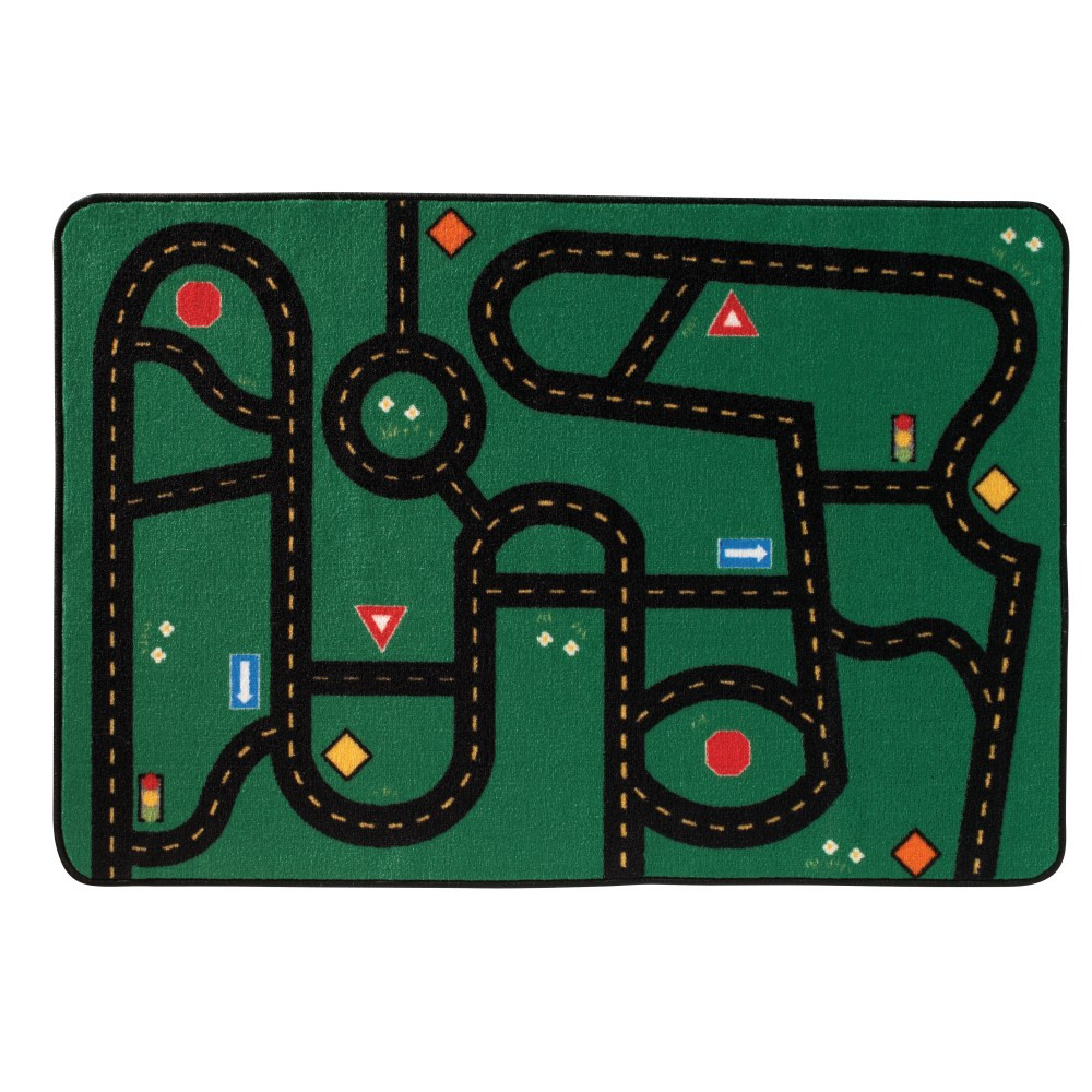 CARPETS FOR KIDS ETC. INC. 48.22 Carpets for Kids KID$Value Rugs Go-Go Driving Activity Rug, 4ft x 6ft , Green