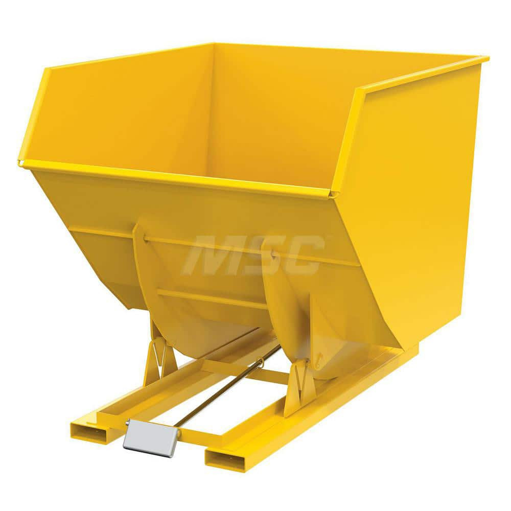 Vestil D-350-HD-YEL Stationary Tilt Hopper: 6,000 lb Capacity, 64" Wide, 79.38" Long, 64.375" High