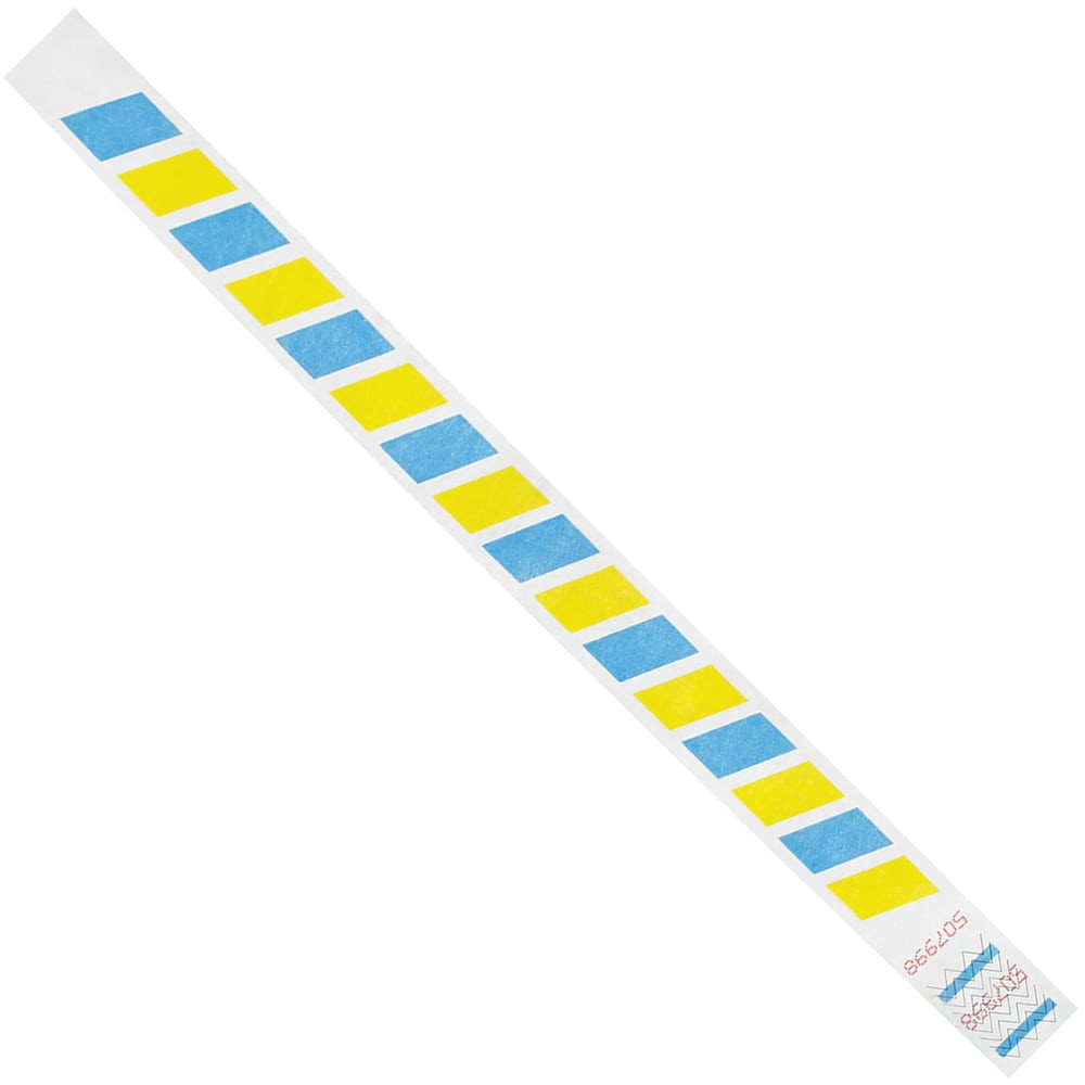B O X MANAGEMENT, INC. WR105 Tyvek Wristbands, Stripes, 3/4in x 10in, Blue/Yellow, Case Of 500
