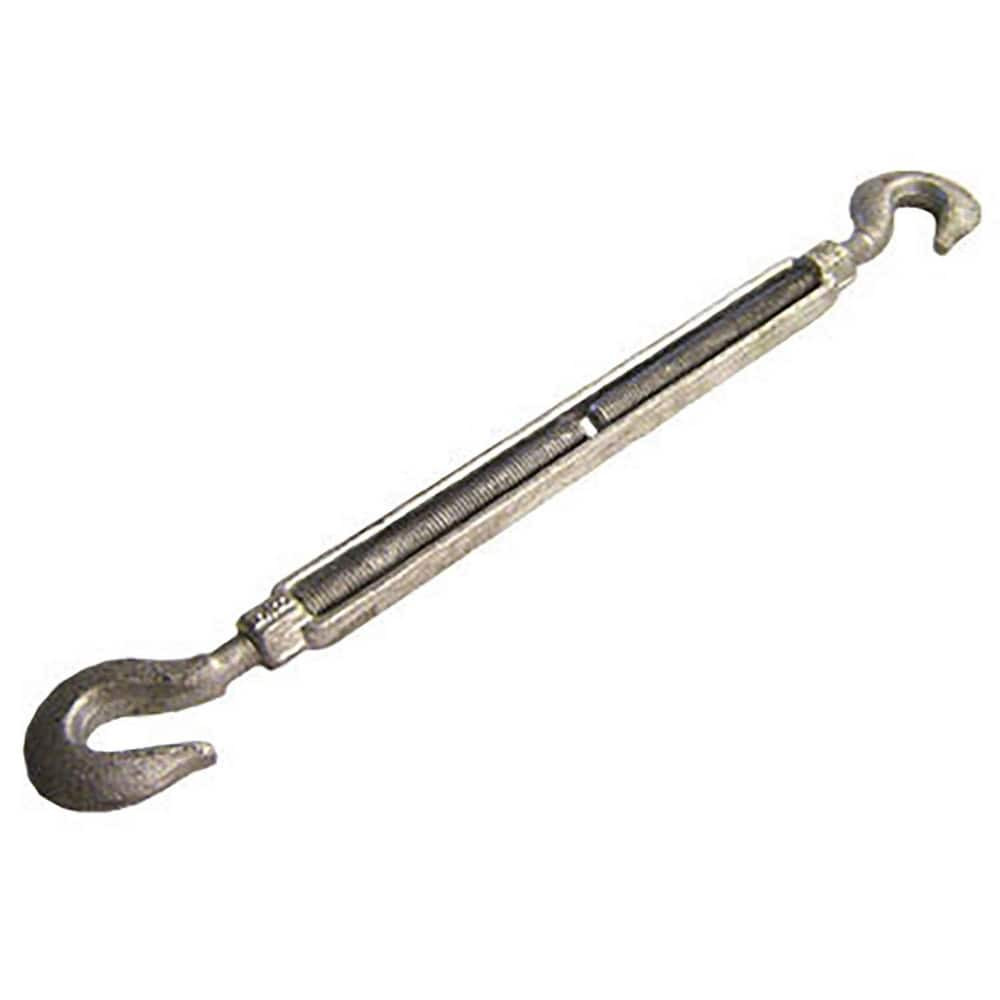 US Cargo Control HHTBGV58X12 Turnbuckles; Turnbuckle Type: Hook & Hook ; Working Load Limit: 2250 lb ; Thread Size: 5/8-12 in ; Turn-up: 12in ; Closed Length: 21.25in ; Material: Steel