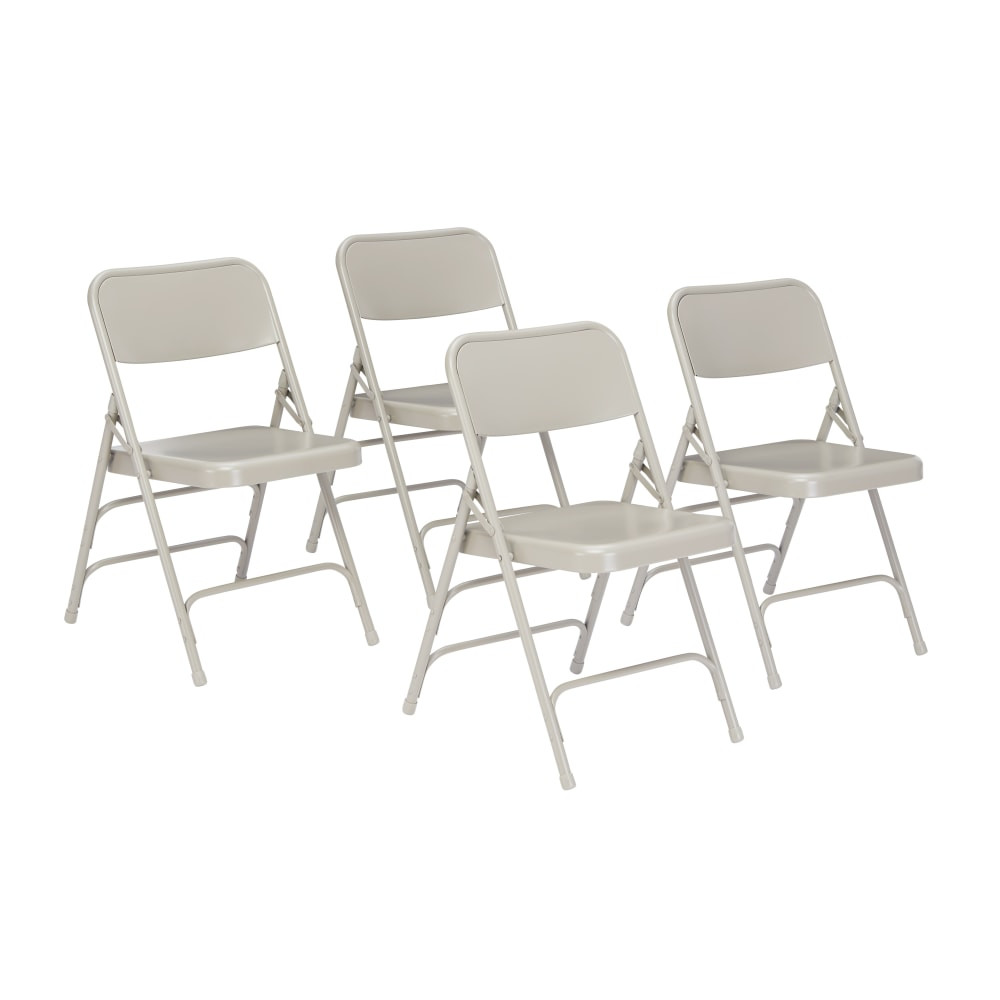 OKLAHOMA SOUND CORPORATION 302/4 National Public Seating 300 Series Steel Folding Chairs, Gray, Set Of 4 Chairs