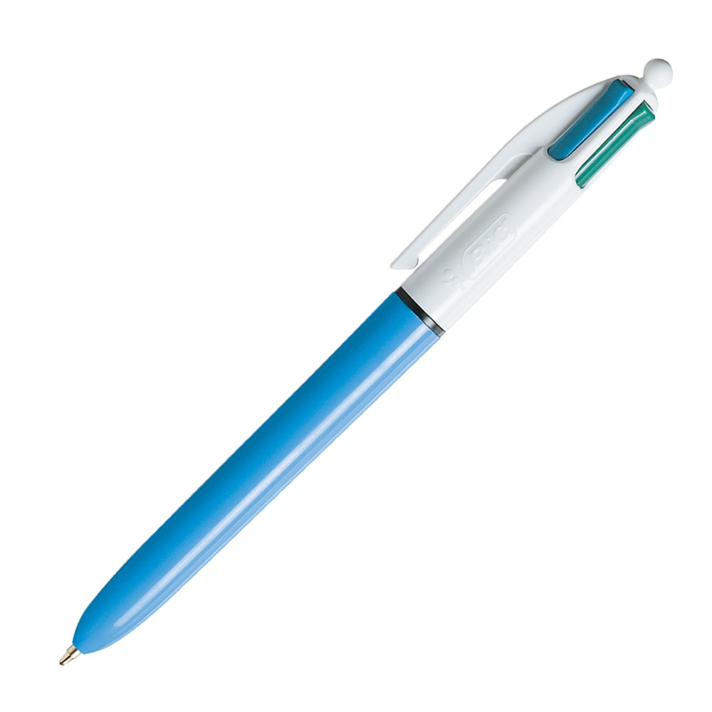 BIC CORP MMXP11C BIC 4-Color Retractable Ballpoint Pen, Medium Point, 1.0 mm, Blue Barrel, Assorted Ink Colors