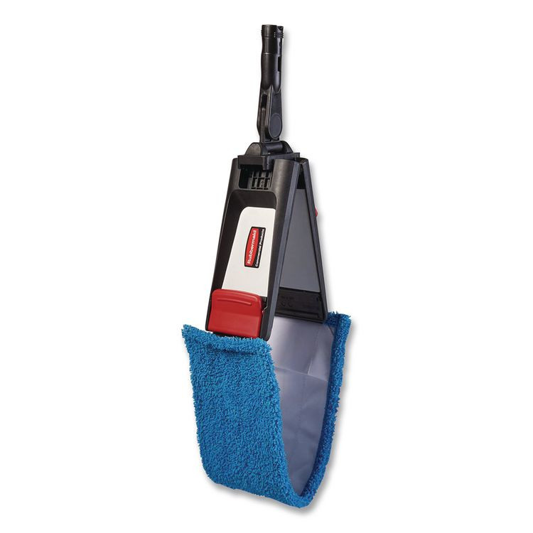 RUBBERMAID COMMERCIAL PROD. 2132426 Adaptable Flat Mop Kit, 19.5 x 5.5 Blue Microfiber Head, 48" to 72" Yellow Aluminum Handle
