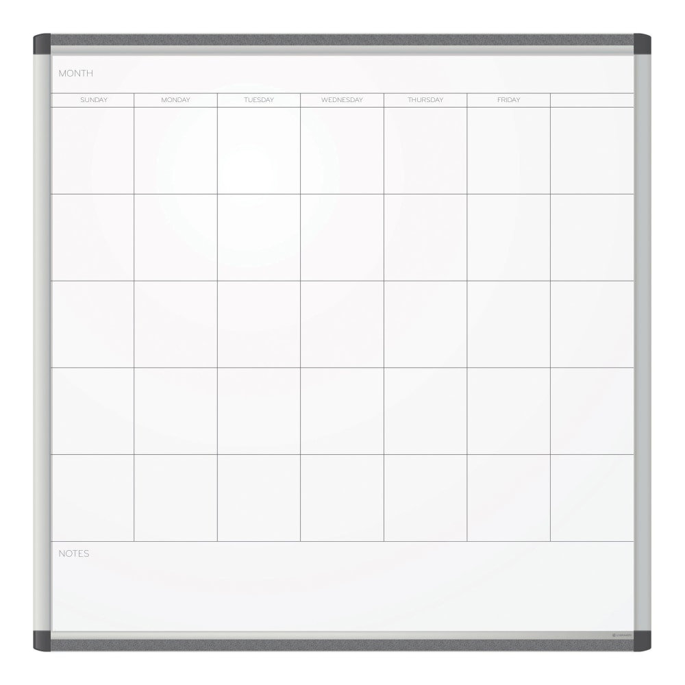 UBRANDS, LLC U Brands 2902U00-01  PINIT Magnetic Dry Erase Monthly Calendar Board, 35in X 35in, Silver Aluminum Frame