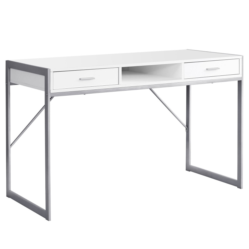 MONARCH PRODUCTS Monarch Specialties I 7364  48inW Computer Desk With Drawers, White/Silver