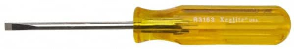 Xcelite R3163N Slotted Screwdriver: 3/16" Width, 6-5/8" OAL, 3" Blade Length