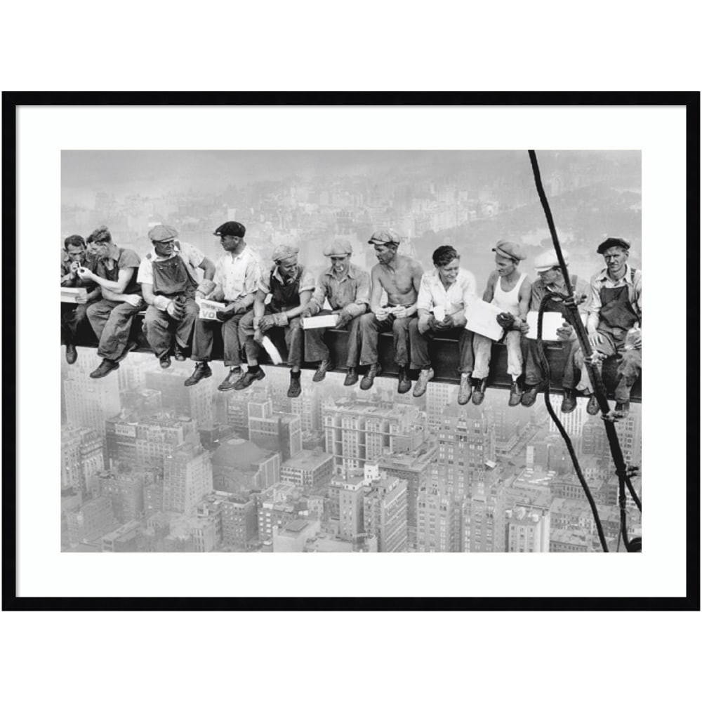 UNIEK INC. A42705530256 Amanti Art Lunch On A Skyscraper 1932 by Charles C. Ebbets Wood Framed Wall Art Print, 41inW x 31inH, Black