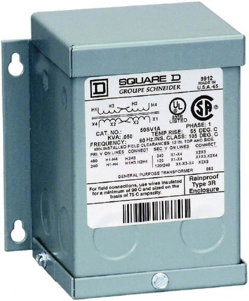 Square D 50SV43A 120 x 240 Input Volt, 12/24 Output Volt, 60 Hz, 3R NEMA Rated, Buck Boost Transformer