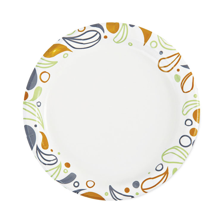 BOARDWALK DEER6PLT Deerfield Printed Paper Plates, 6" dia, Coated/Soak Proof, White/Yellow/Green/Purple, 250/Pack, 4 Packs/Carton